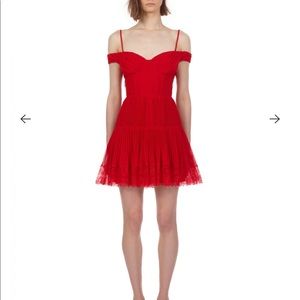 Self Portrait Dark Red Off Shoulder Mini Dress